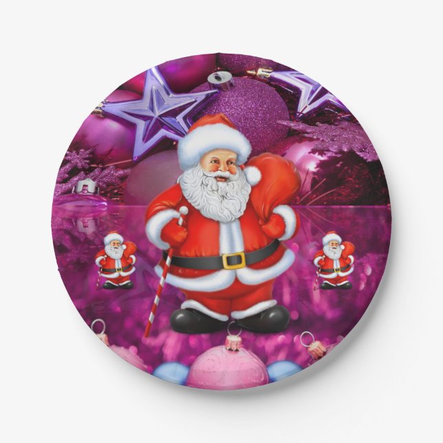 Platos de Papel de Navidad, Santa (Anverso)