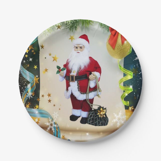 Platos de Papel de Navidad, Santa (Anverso)