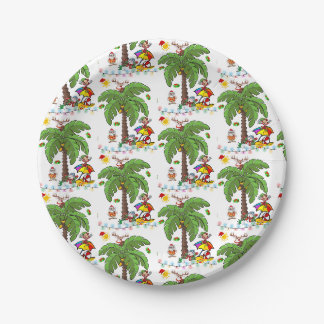 Platos de papel de Navidad, Santa Claus Beach Bum