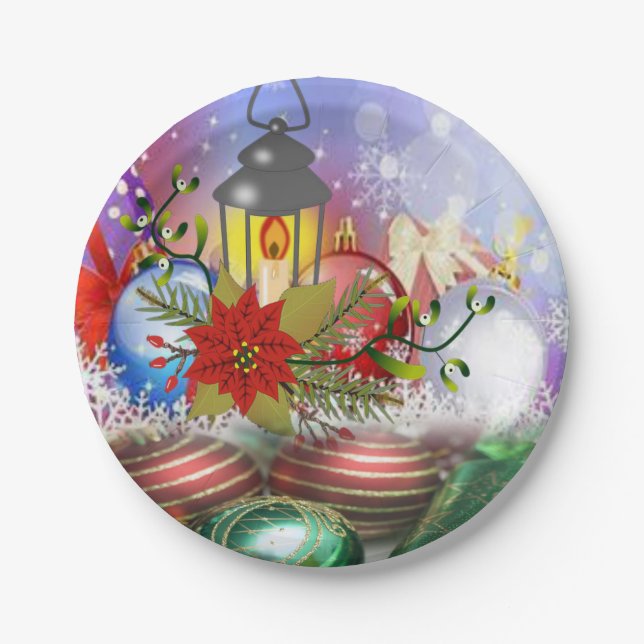 Platos de Papel de Navidad, Vela de Navidad (Anverso)