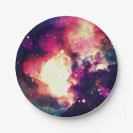 Platos de papel de nebulosa colorida