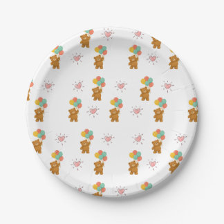 Platos de papel de oso lindo