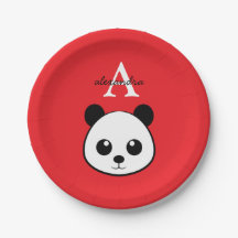 Platos de papel de oso panda lindo – Personalizado