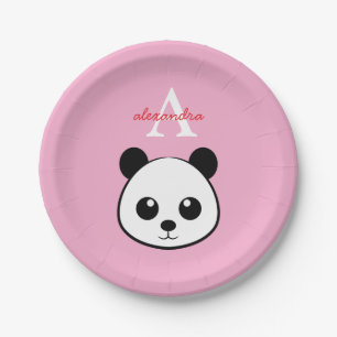 Platos de papel de oso panda lindo – Personalizado