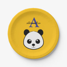 Platos de papel de oso panda lindo – Personalizado