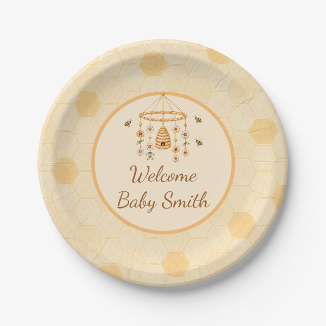 Platos de Papel de Panal de Bienvenida Personaliza (Anverso)