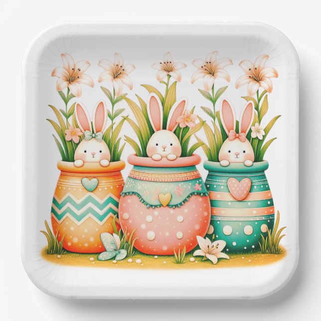 Platos de papel de Pascua hermosos (Anverso)