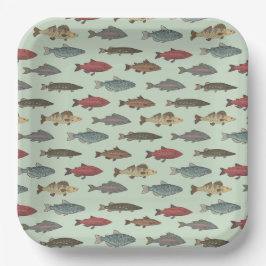 Platos de papel de peces, fiesta de vida marina de