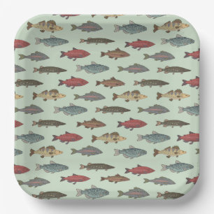 Platos de papel de peces, fiesta de vida marina de