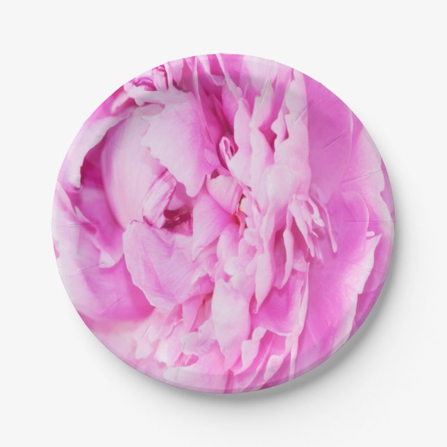 Platos de papel de peonía rosa suave (Anverso)