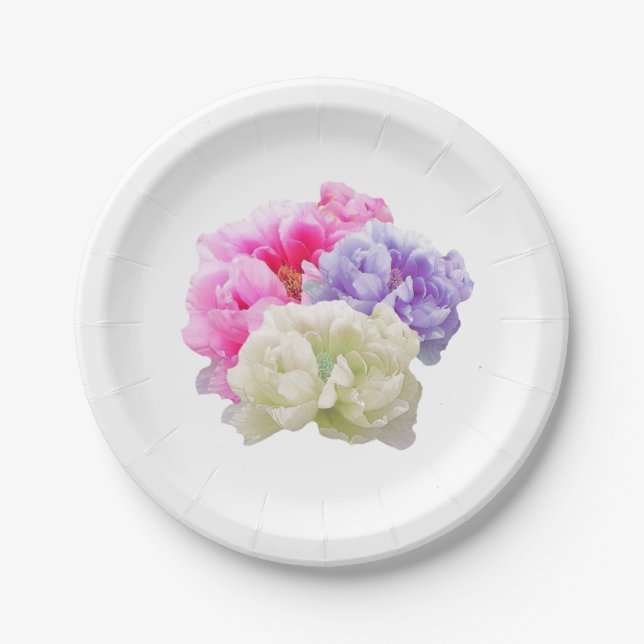 Platos de papel de peonías (Anverso)