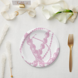Platos de papel de perlas rosadas elegantes