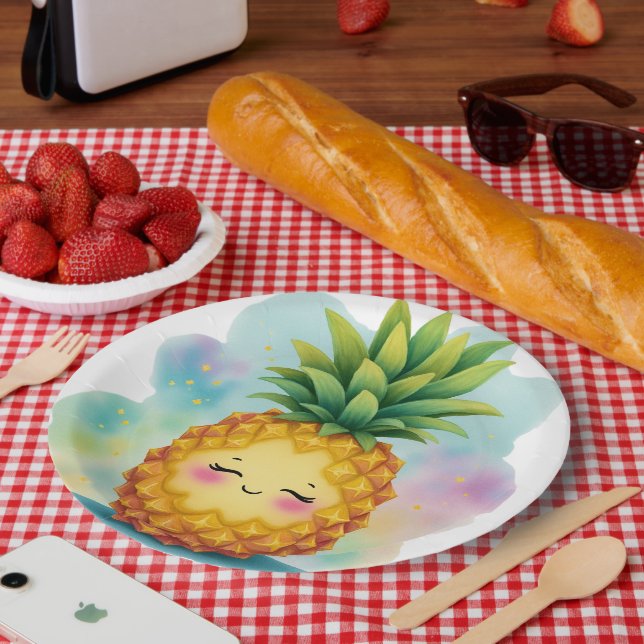 Platos de papel de piña feliz (Picnic)