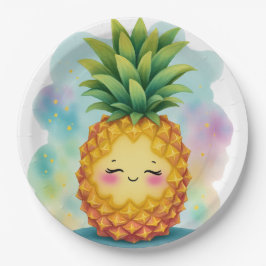 Platos de papel de piña feliz