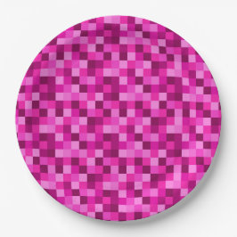 Platos de papel de píxeles rosados de fiesta, Plat