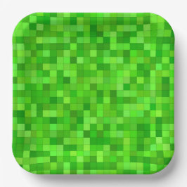 Platos de Papel de Píxeles Verdes, Fiesta de Const
