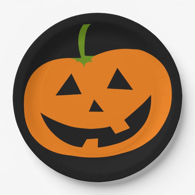 PLATOS DE PAPEL DE PUMPKIN DE HALLOWEEN JACK-O-LAN (Anverso)