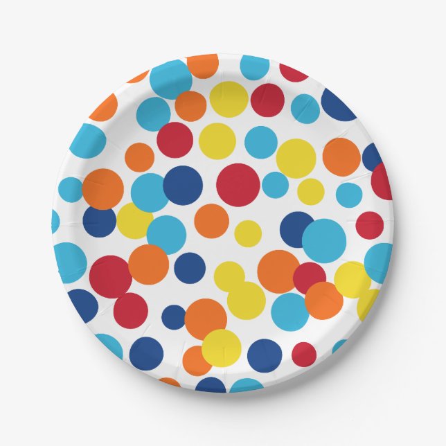 Platos de papel de puntos de cumpleaños (Anverso)