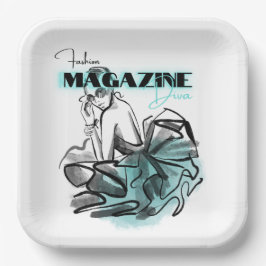 Platos de papel de revistas de moda para mujeres