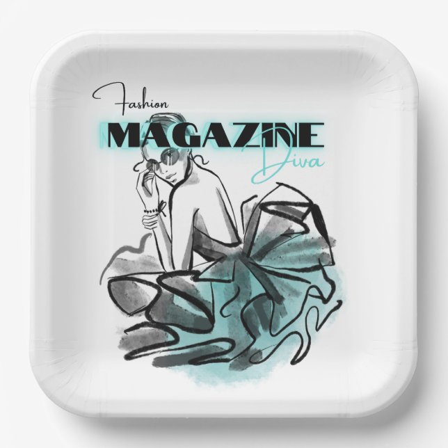 Platos de papel de revistas de moda para mujeres (Anverso)