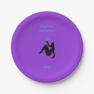 Platos de papel de rutina de pelota de gimnasia rí