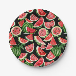 Platos de Papel de Sandía con Acuarela – Fiesta de