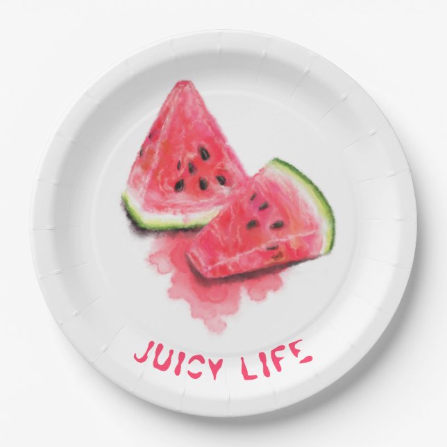 Platos de Papel de Sandía Dulce - Texto Personaliz (Anverso)