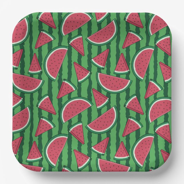 Platos de Papel de Sandía, Fiesta de Picnic de Ver (Anverso)