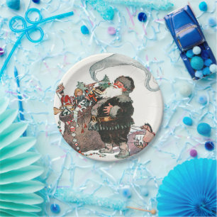 platos de papel de santa navidad