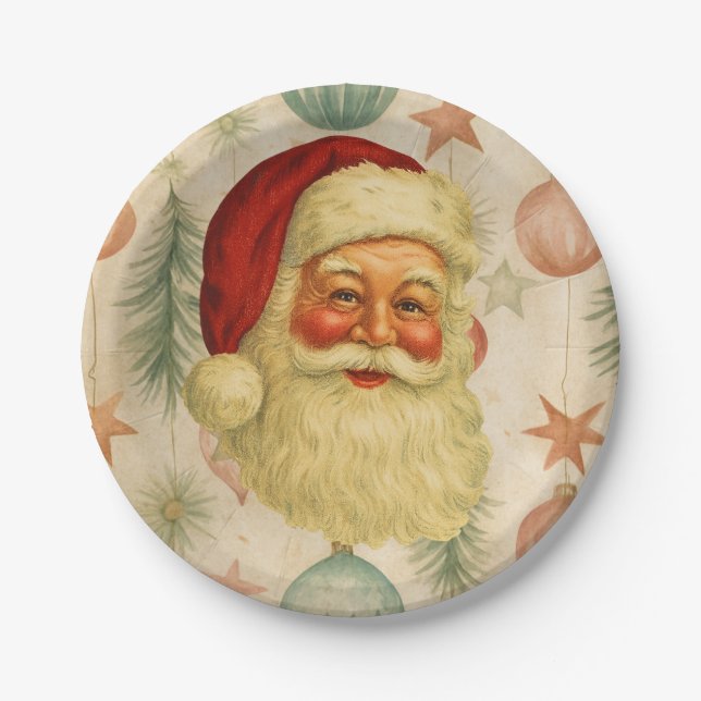 Platos de papel de Santa vintage (Anverso)