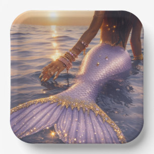platos de papel de sirena suministros para fies