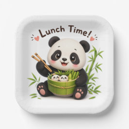 Platos de papel de tazón de bambú "Hora de comer"