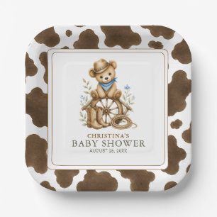 Platos de papel de Teddy Bear Cowboy Baby Impres