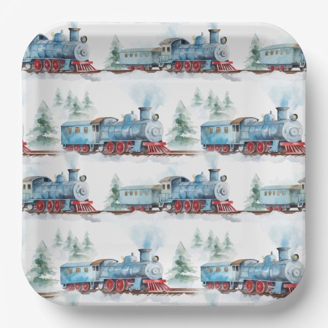 Platos de Papel de Tren, Vajilla de Fiesta Locomot (Anverso)