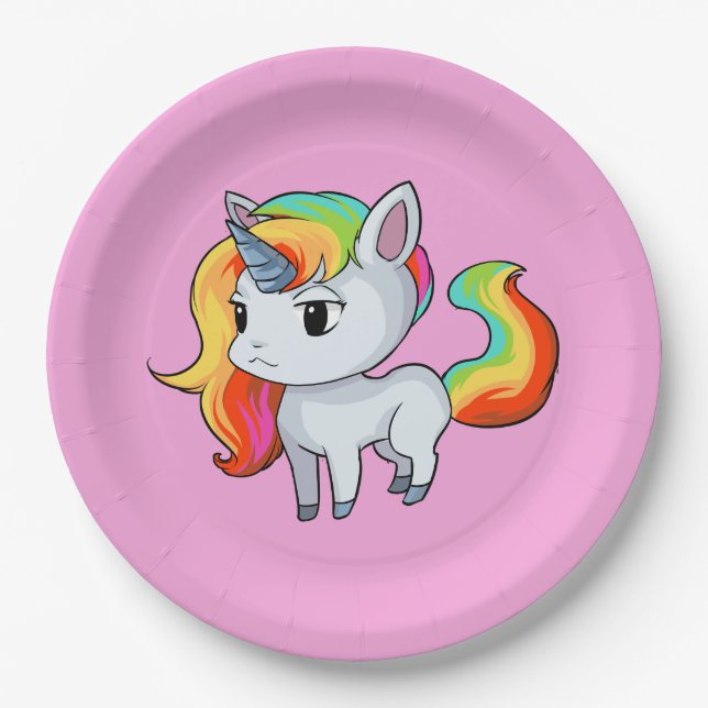 Platos de papel de unicornio (Anverso)