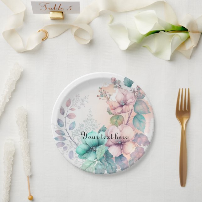 Platos de papel de vegetación floral elegante (Boda)