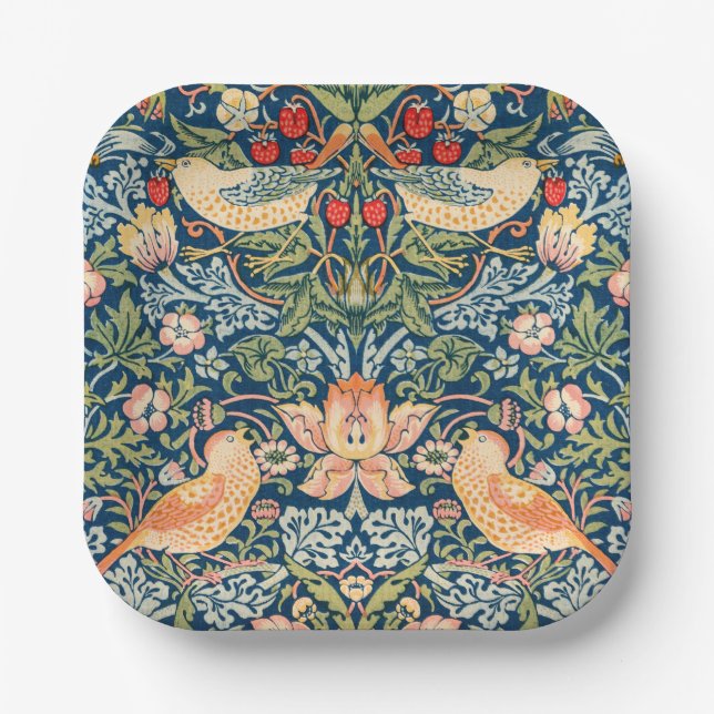 Platos de papel de William Morris Strawberry Thief (Anverso)