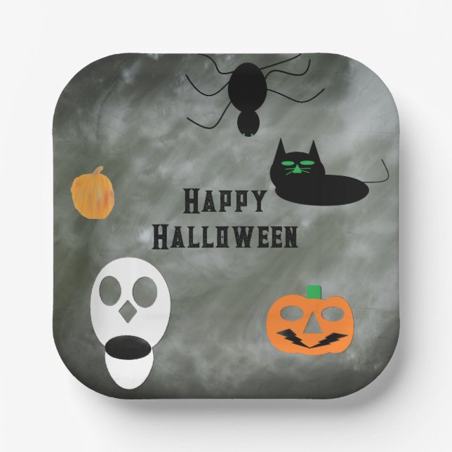 Platos de papel decorativos de Halloween (Anverso)