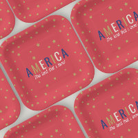 Platos de papel decorativos del 4 de julio rojo Am