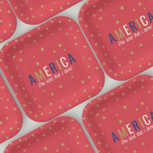 Platos de papel decorativos del 4 de julio rojo Am