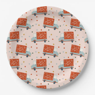 Platos de papel del camión de correo de Santa de l