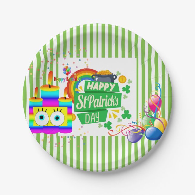 Platos de papel del día de San Patricio Feliz Cump (Anverso)