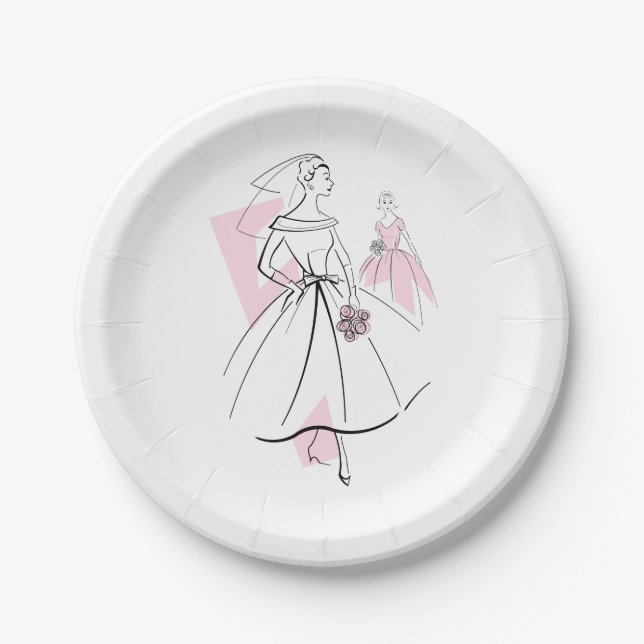 Platos de papel del grupo de moda Bride Pink (Anverso)