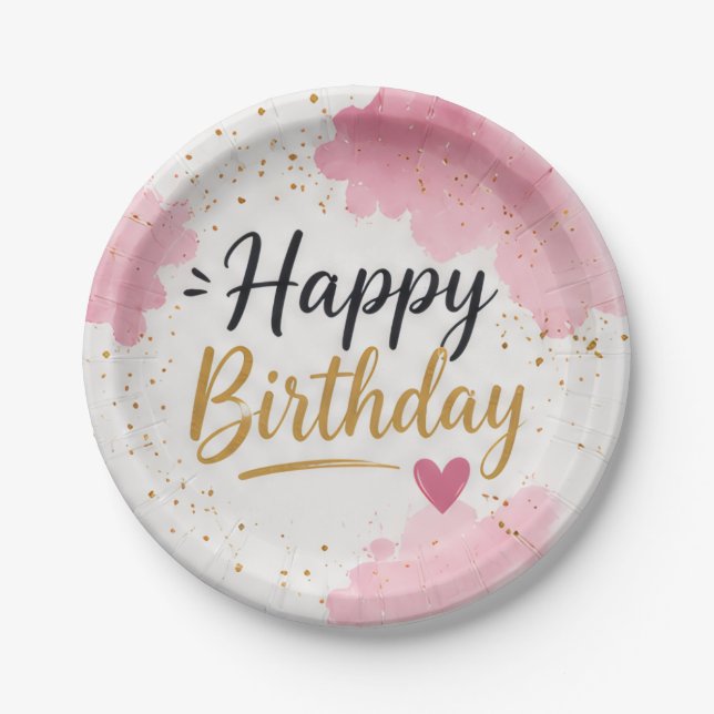 Platos de Papel Desechables Feliz Cumpleaños (Anverso)