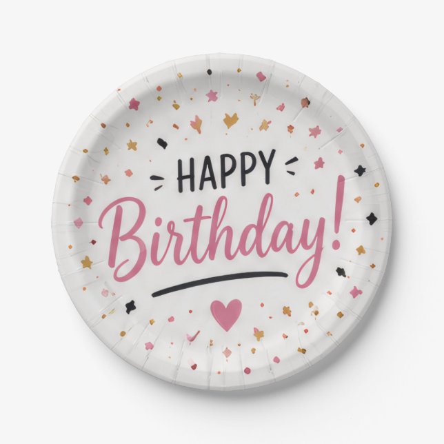 Platos de Papel Desechables Feliz Cumpleaños (Anverso)