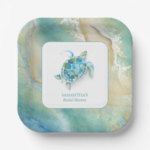 Platos de Papel Despedida de Soltera Acuarela Mar