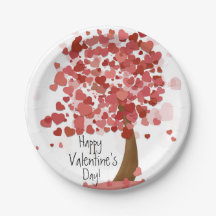 Platos de Papel Día de San Valentín Corazones Feli