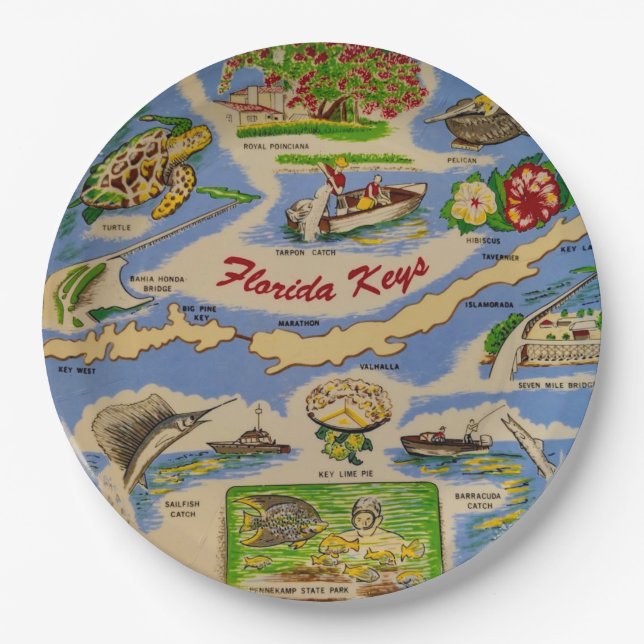 Platos de papel divertidos de Florida Keys (Anverso)