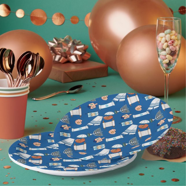 Platos de papel divertidos de Hanukkah (Multi)