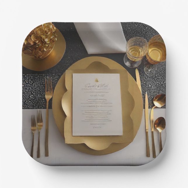 Platos de Papel Dorado Glamour (Anverso)
